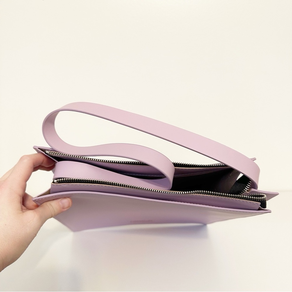 Labienhecha Lavender Leather Structured Minimalist Shoulder Bag Handbag Purse - Picture 9 of 10